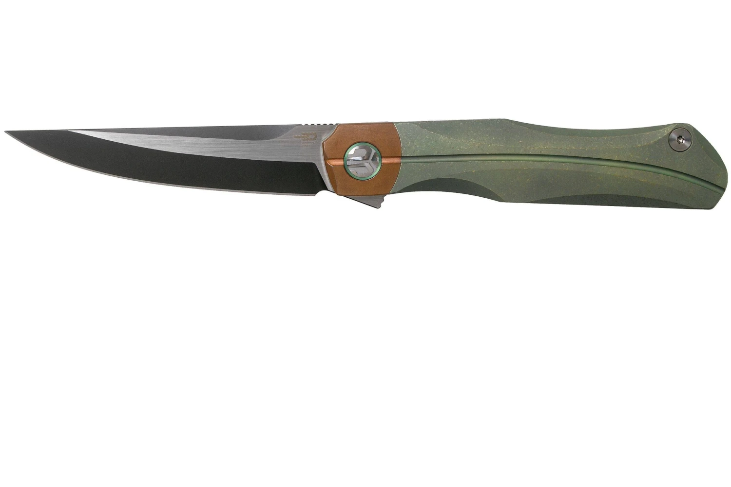 Bestech Thyra BT2106E Green Stonewashed Titanium, Copper Bolster, Two Tone Black Navaja, Diseño Kombou 3 Bestech Thyra BT2106E Green Stonewashed Titanium, Copper Bolster, Two Tone Black Navaja, Diseño Kombou