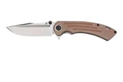 Kansept Pretatout T1032A3 Stonewashed 154CM, Brown Micarta Navaja, Diseño Kmaxrom