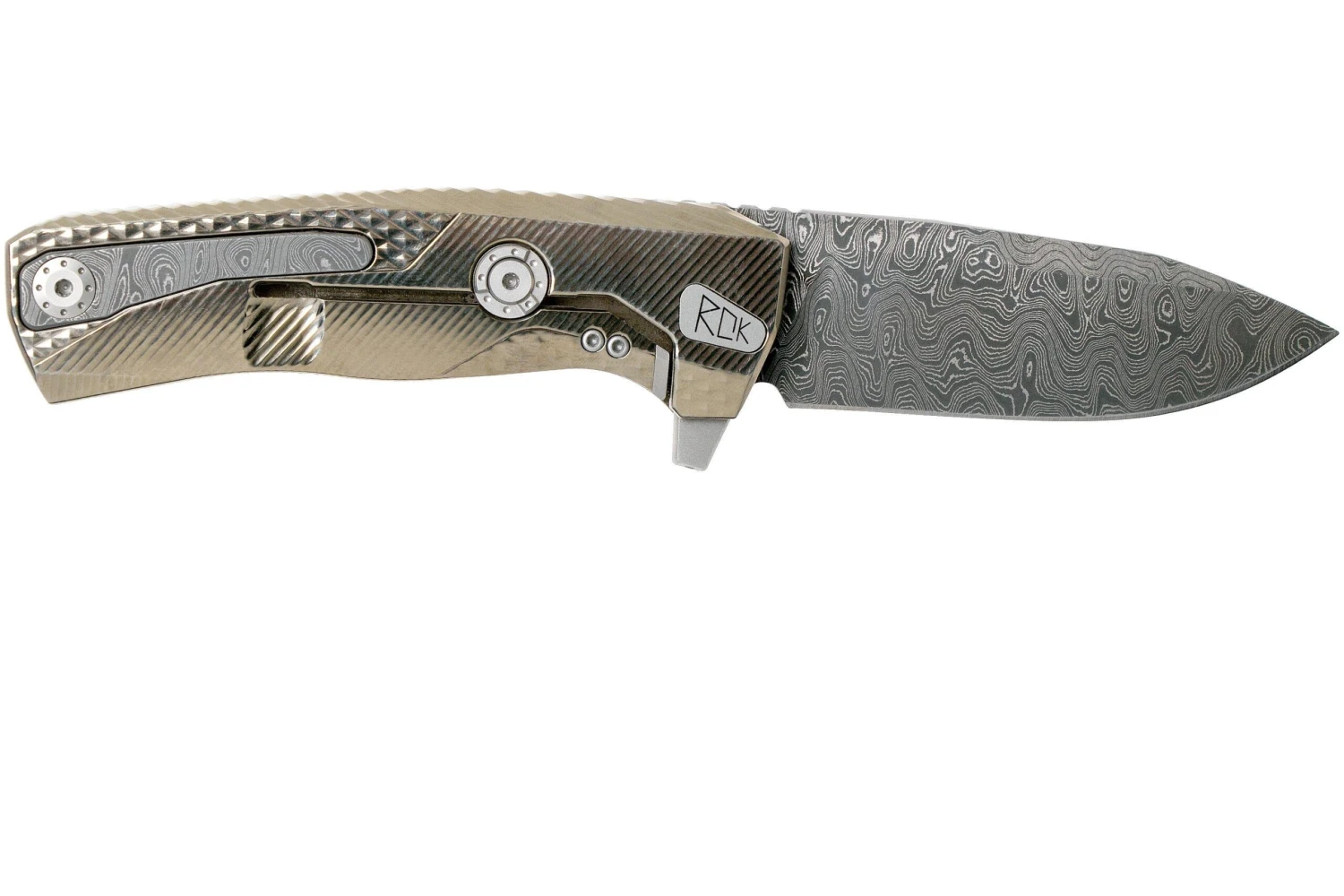 LionSteel ROK Damascus Gold Titanium ROK DD GL Navaja 4 LionSteel ROK Damascus Gold Titanium ROK DD GL Navaja - Imagen 2