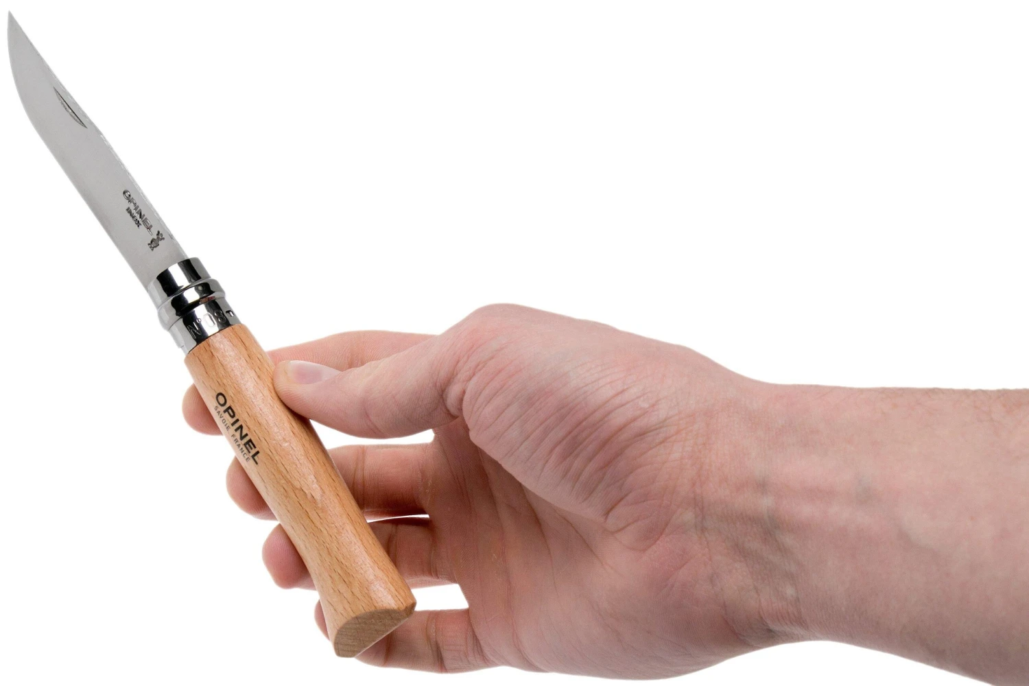 Opinel Navaja No. 8 Classic, Acero Inoxidable, Con Funda De Cuero, Madera De Haya 10 Opinel Navaja No. 8 Classic, Acero Inoxidable, Con Funda De Cuero, Madera De Haya - Imagen 8
