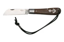 Otter Anchor Knife SET 172 Large Stainless, Smoked Oak, Brass Anchor, Leather Strap Navaja