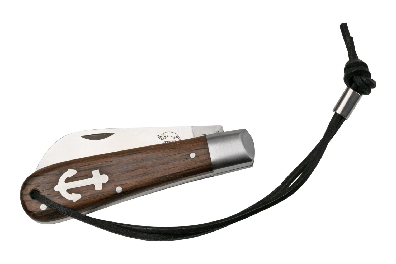 Otter Anchor Knife SET 172 Large Stainless, Smoked Oak, Brass Anchor, Leather Strap Navaja 6 Otter Anchor Knife SET 172 Large Stainless, Smoked Oak, Brass Anchor, Leather Strap Navaja - Imagen 4