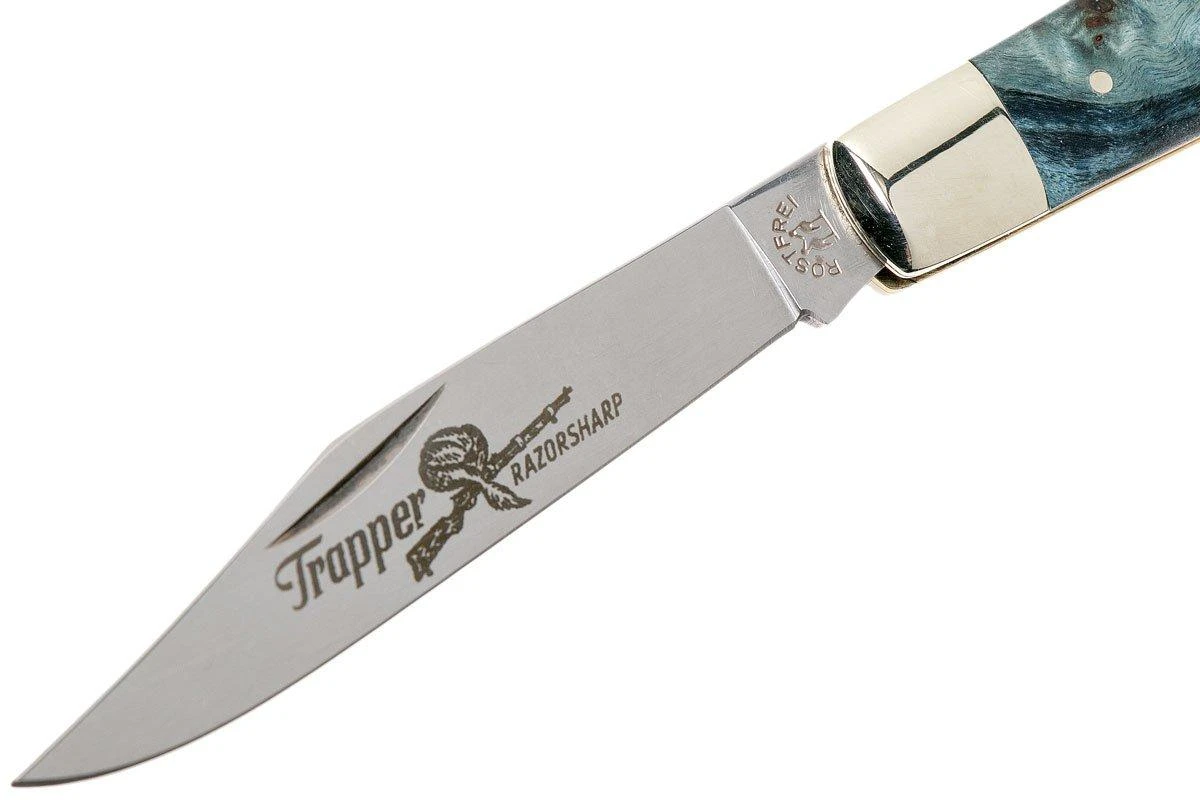 Robert Klaas US Trapper 95mm Blue Poplar Burl 412-1-2MAP-BL-TRS Navaja 5 Robert Klaas US Trapper 95mm Blue Poplar Burl 412-1-2MAP-BL-TRS Navaja - Imagen 3