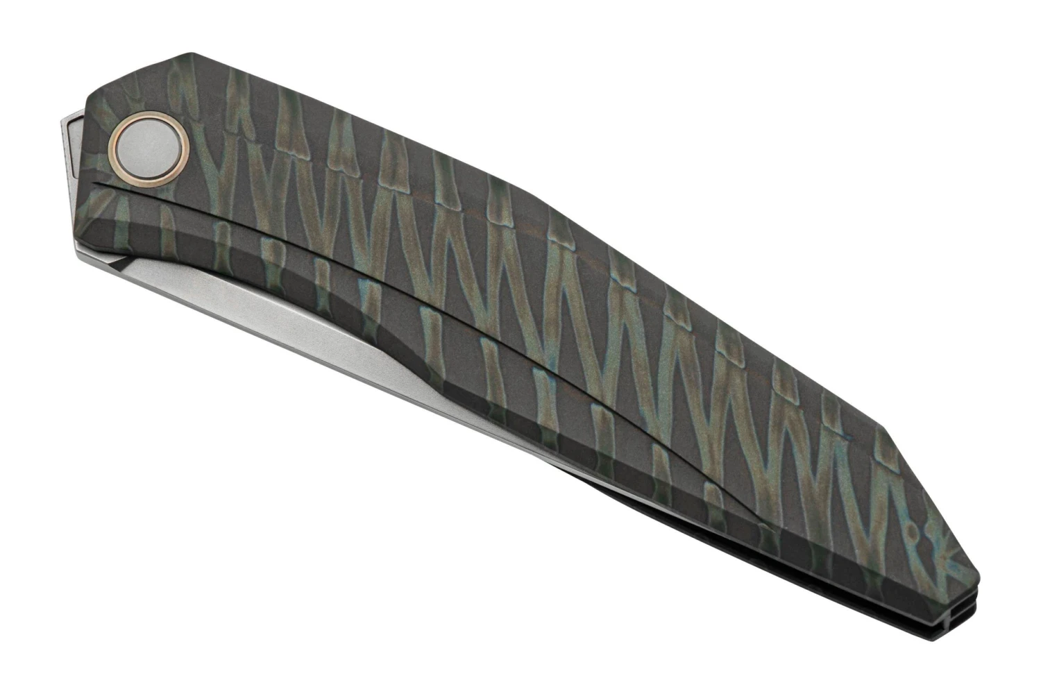 WE Knife Cybernetic WE22033-3 Tiger Stripe Pattern Flamed Titanium, Bead Blasted Limited Edition, Navaja 8 WE Knife Cybernetic WE22033-3 Tiger Stripe Pattern Flamed Titanium, Bead Blasted Limited Edition, Navaja - Imagen 6